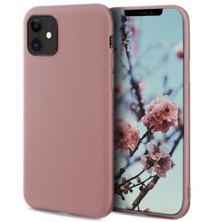 Moozy Minimalist Series silikonfodral för iPhone 11, rosa beige - matt finish, smalt tunt, mjukt TPU-fodral