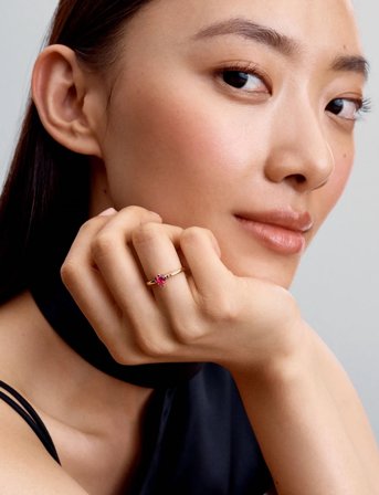 Pandora Heart 14K Gold-Plated Ring With Cherries Jubilee Red Crystal - Gold - 60