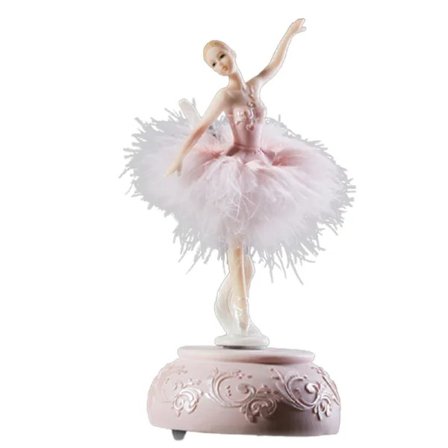 Ballerina Musikkboks med Spinnende Ornament med Fjærskjørt Slitesterk Langvarig Fine Detaljer Beste Gave