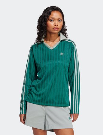 adidas Originals V-Neck Ls Tee - Green - XS