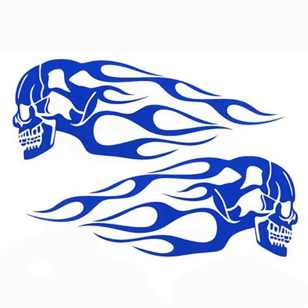 3D-brændstoftankklistermærker Flamme Skulls Decals BLÅ BLÅ