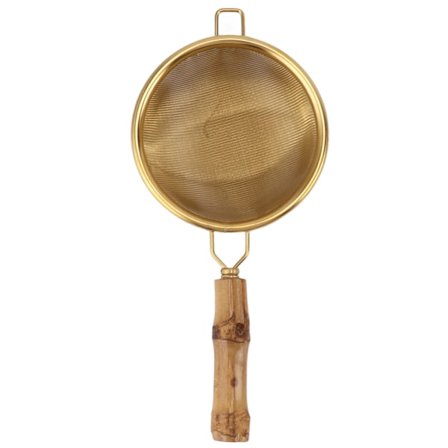 Tesil med håndtak Lett å rengjøre Stor kapasitet rustfritt stål Kung Fu Tefilter Tetilbehør Gull Bambus