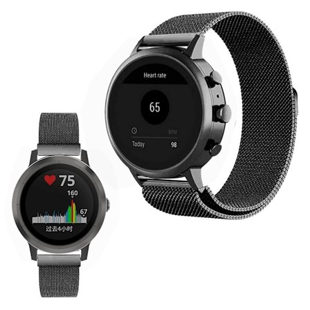 Garmin Vivoactive 4S ruostumattomasta teräksestä valmistettu rannekellonauha - Musta