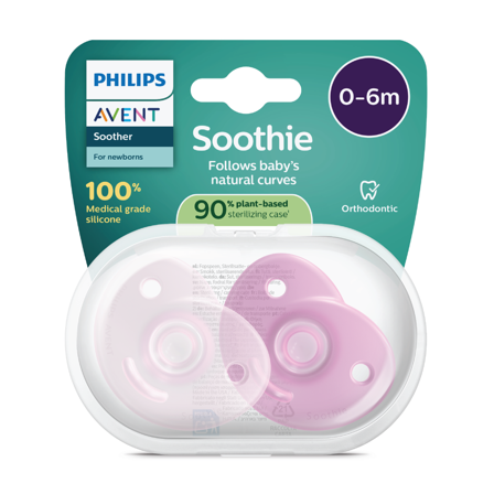 Philips Avent Soothie Heart Smokk, 0-6 mnd, rosa, 2 stk.