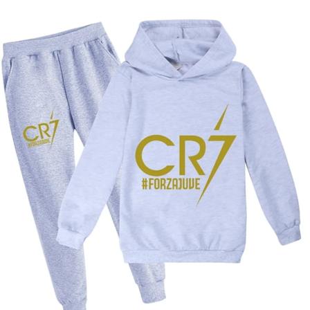 Barnefotball Idol CR7 Klær Hoodie + Bukser Sett grå-grå grey-grey 14T
