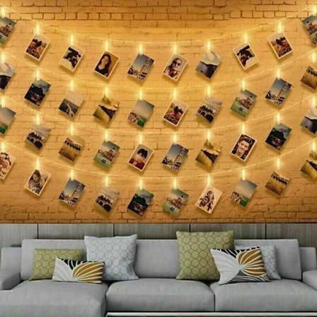 Valoketju valokuville - 6M 40 LEDiä Sisäkäyttöön Makuuhuoneeseen Paristokäyttöinen LED-valoketju - Valokuvaseinä - Valokuvaseinä valokuvamuistioille, 