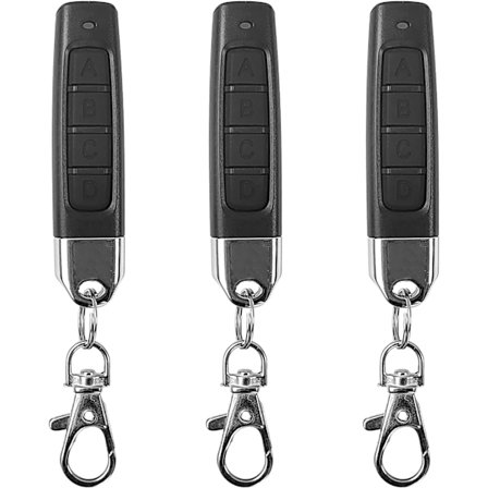 3 stk. Universal Garageportåbner Fjernbetjening, Garage Fob Nøgler, Trådløs Sort Fire Knapper Garageport