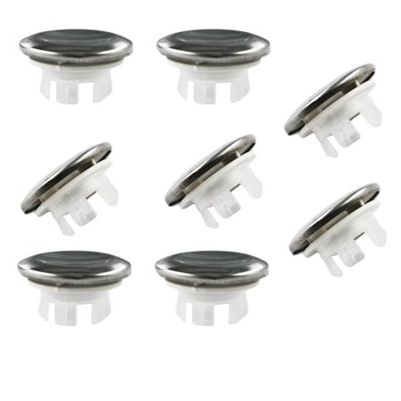 Overløpsdeksel for vask i rustfritt stål, dobbelt lag solid krom i kobber, 8 stk for praktisk og vakkert vedlikehold av vaskområdet