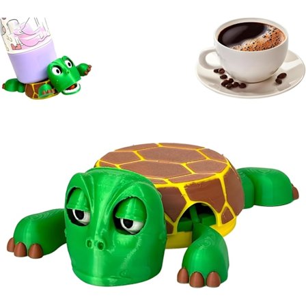 Hauska avosilmäinen kilpikonnanalunen, merikilpikonnanalunen - 3D-tulostettu juomateline raajoilla ja pilailuväline (1 KPL)