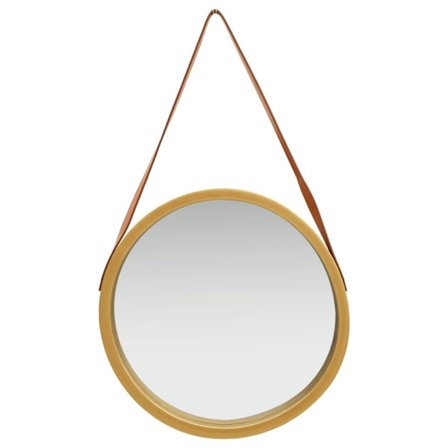 vidaXL Väggspegel med rem 50 cm guld