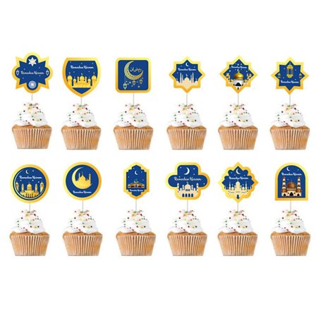 24 stk Eid Mubarak kakepynt Cupcake-pynt Muslim Ramadan festkake KLB