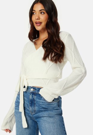 BUBBLEROOM Paulina wrap knit cardigan Offwhite Klær