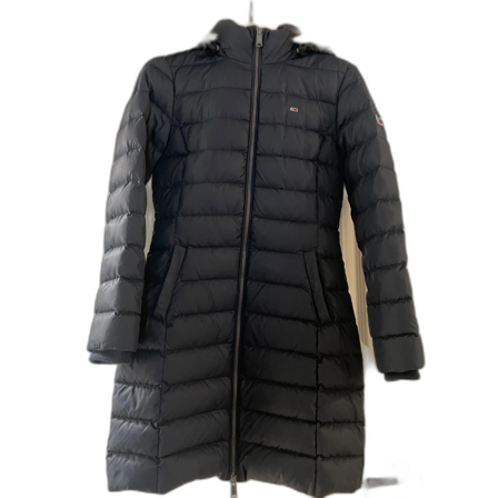 Marinblå lång vinterjacka dam tommy hilfiger