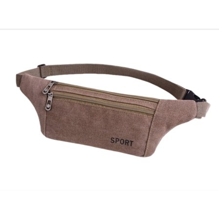 Midjeväska i canvas med ficka - Fannypack för utomhussporter