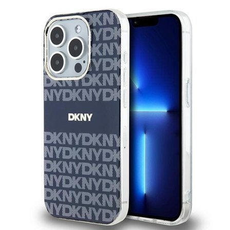 DKNY IML Mono & Stripe MagSafe-fodral för iPhone 15 Pro - blå