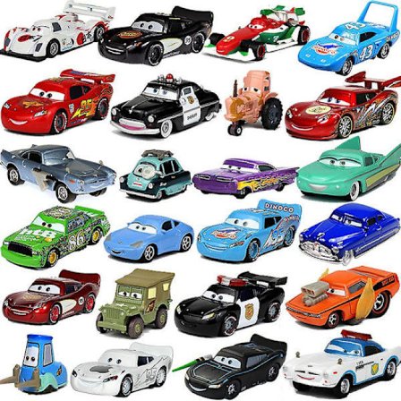 Disney Pixar Cars 2 3 Leke Lightning McQueen, Mater, Sheriff Legering Metall Modellbil 1:55 - Barneleker