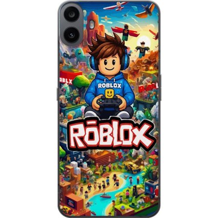 Yhteensopiva Puhelinkuori Nothing CMF Phone 1 Roblox-maailma, jossa on pelihahmoja ja värikkäitä seikkailuja täynnä toimintaa ja lentäviä ajone