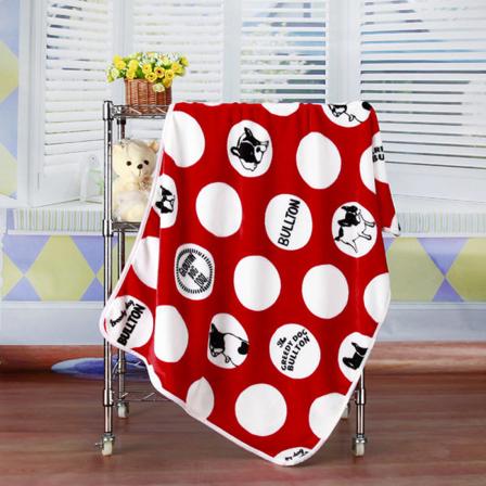 Flanelli kaksikerroksinen paksu lampaannahka sarjakuvapeitto polvipeitto Coral fleece printed lemmikkimatto Red wave point 75*100cm
