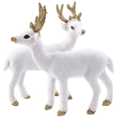2stk Jule Rensdyr Figurer Hvid Rensdyr Art Dyre Ornament