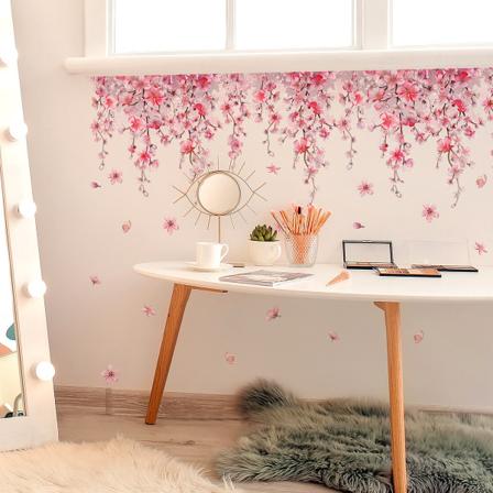 Blomstertrær Gren Veggklistremerker Rosa Kirsebærblomster Blomster Veggkunst Klistremerker for Stue