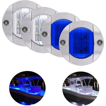 4-pack LED-båtljus 12V runda marina lampor LED akterspegelmonteringsljus för båtdäck