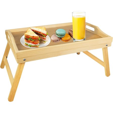 Sengebrett med sammenleggbare ben, frokostbrett i bambus for spising, seng, sofa, arbeid, tegning, kjøkkenfat, sammenleggbart serveringsbrett for seng