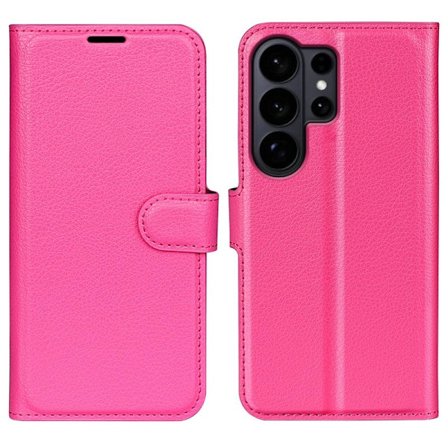 AMORUS Samsung Galaxy S26 Ultra Plånboksfodral Litchi Textur Konstläder - Rosa
