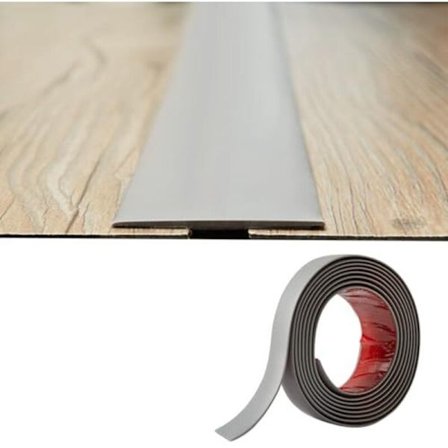 PVC Dørtrinliste 2M Grå 5cm Bred 2mm Tyk Selvklæbende Blød Overgangsprofil til Gulvspalter