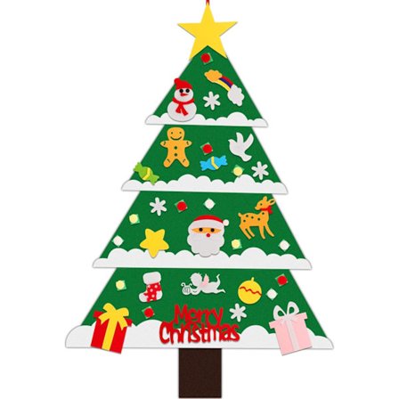 DIY Filt Juletre med 34 stk Avtakbare Pynt, Filt Gran Juletregaver for Barn Frakk Stativ Dekorasjon Doo