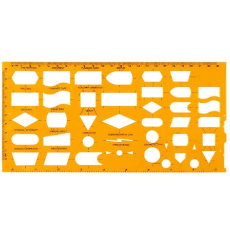10 x 5 tommer Gul Fleksibel Plast Flowchart Skabelon Stencils med Skala til Løb, Tegning og Flere Formningsstencils