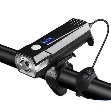 En sort cykelforlygte T6 dobbelt lampeperle høj lumen horn li