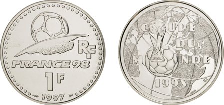 Frankrig 1997 - Verdensmesterskabet i fodbold 1998 - 1 Franc sølvmønt
