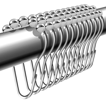 Duschdraperiringar i rostfritt stål, rostfria och korrosionsfria, set med 12 ringar