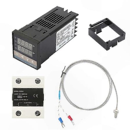 Digitalt PID Temperaturkontroller Kit, 110-240V AC, 25A SSR, K-Type Termoelement, 1m M6 Probe