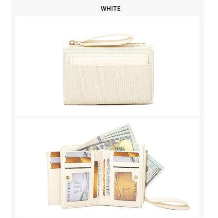Stor møntpung til kvinder, simpel kortholder med lynlås, hvid
