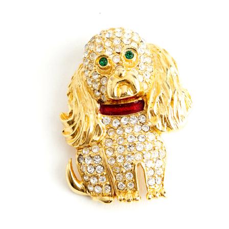 Kenneth Jay Lane Pre-owned, Dog Chrystal brooche Oranje, Dames, Maat:ONE Size