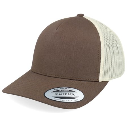 Yupoong - Brun trucker Caps - Retro 2-Tone Mustang/Beige A-Frame Trucker @ Hatstore
