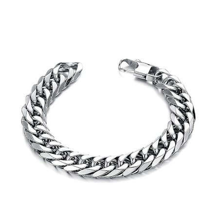 Fashion 8/9.5/12/14mm bred yta titan stål armband armband senior fyrkantig spänne män