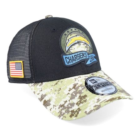 New Era - NFL Černá trucker Kšiltovka - Los Angeles Chargers M 9FORTY NFL Salute To Service 22 Black/Camo Trucker @ Hatstore