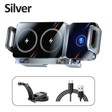 Dubbel Spole Vikbar Skärm Trådlös Billaddare För Samsung Galaxy Z Fold 7 6 5 4 3 iPhone 16 15 14 13 12 Pro Max Snabbladdningsställ