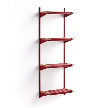 Wandgarderobenschrank JEPPE mit 4 Schuhböden, Grundelement, 1790x600x310 mm, rot/eiche