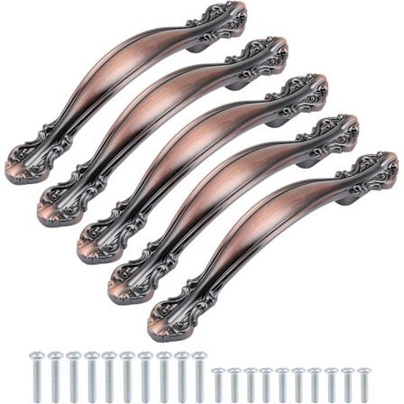 Sæt med 5 vintage antikke buede skabshåndtag - Møbler D