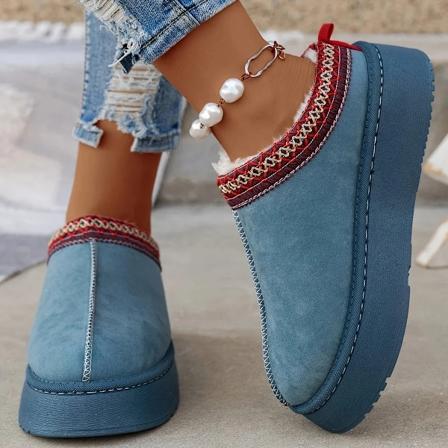 Nya Ankle Flats Platform Damskor Snöskor Mocka Plysch Varma Vinter Nya Tjocka Mode Skor Chelsea Damskor Plus Storlek 43 SKY BLUE 41