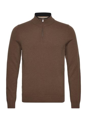 Marlo Knitwear Half Zip Pullover Brun BOSS*Betinget Tilbud