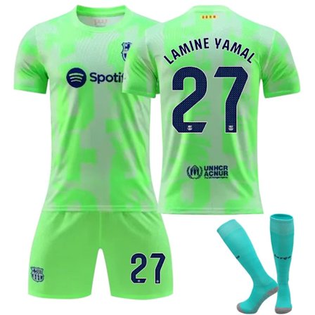 Barcelona No. 27 Lamine Yamalin jalkapallopaidat lapsille - Koko 24-25