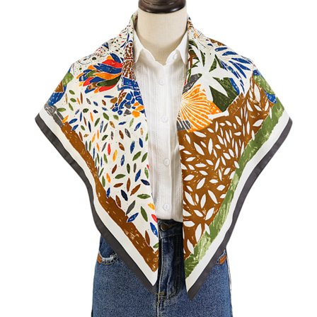 35 x 35 Kvadratisk Silkelignende Hovedtørklæde til Kvinder, Hårpakningstørklæder, Nattesøvn, Brun-15