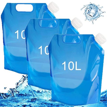 3-pack kokoontaitettava vesipussi, 10L juomavesisäiliö, kannettava vesirakko, kokoontaitettava retkeilysäiliöpussi, retkeilyyn ja vaellukseen.PR