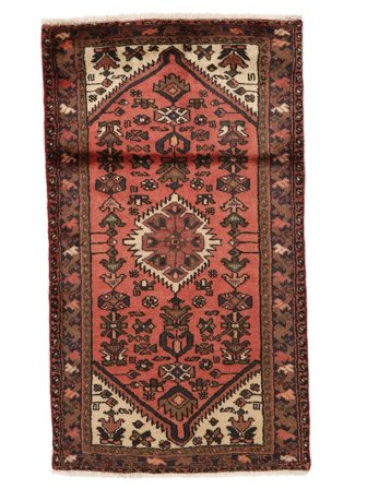 Anudada A Mano Hamadan Alfombra 72X127 De Lana Negro/Rojo Oscuro Pequeño