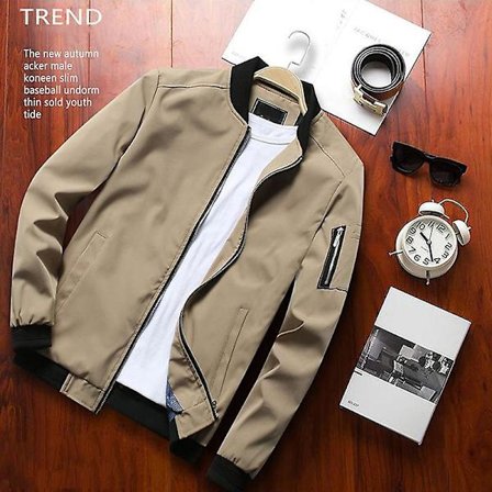 Herre Slim Fit Softshell Glidelås Baseball Flight Bomber Jakke For Vår