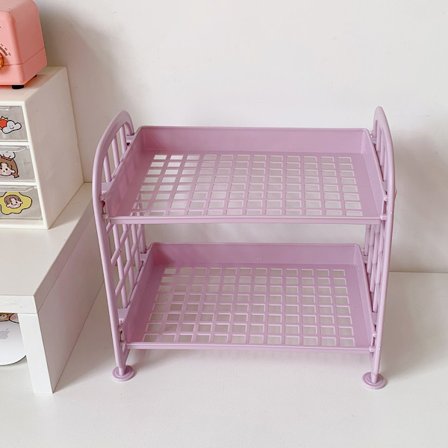 Dubbellagers skrivbordshylla ihålig hylla för kosmetiska pappersvaror